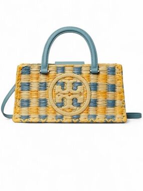 Tory Burch Ella Woven Satchel Deep Turquoise